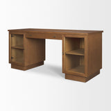 Winsford Two-Tone Oak Writing Desk w/ Glass Doors by Mercana at Eve Furniture