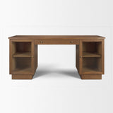 Winsford Two-Tone Oak Writing Desk w/ Glass Doors by Mercana at Eve Furniture