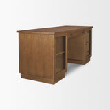 Winsford Two-Tone Oak Writing Desk w/ Glass Doors by Mercana at Eve Furniture