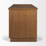 Winsford Two-Tone Oak Writing Desk w/ Glass Doors by Mercana at Eve Furniture