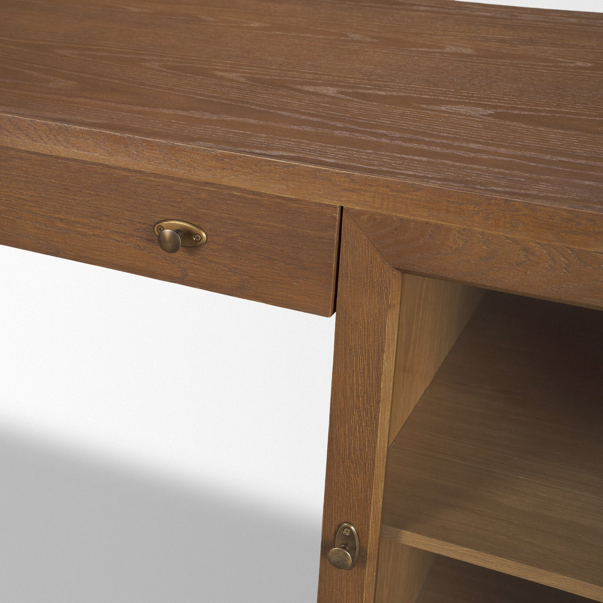 Winsford Two-Tone Oak Writing Desk w/ Glass Doors by Mercana at Eve Furniture