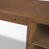 Winsford Two-Tone Oak Writing Desk w/ Glass Doors by Mercana at Eve Furniture
