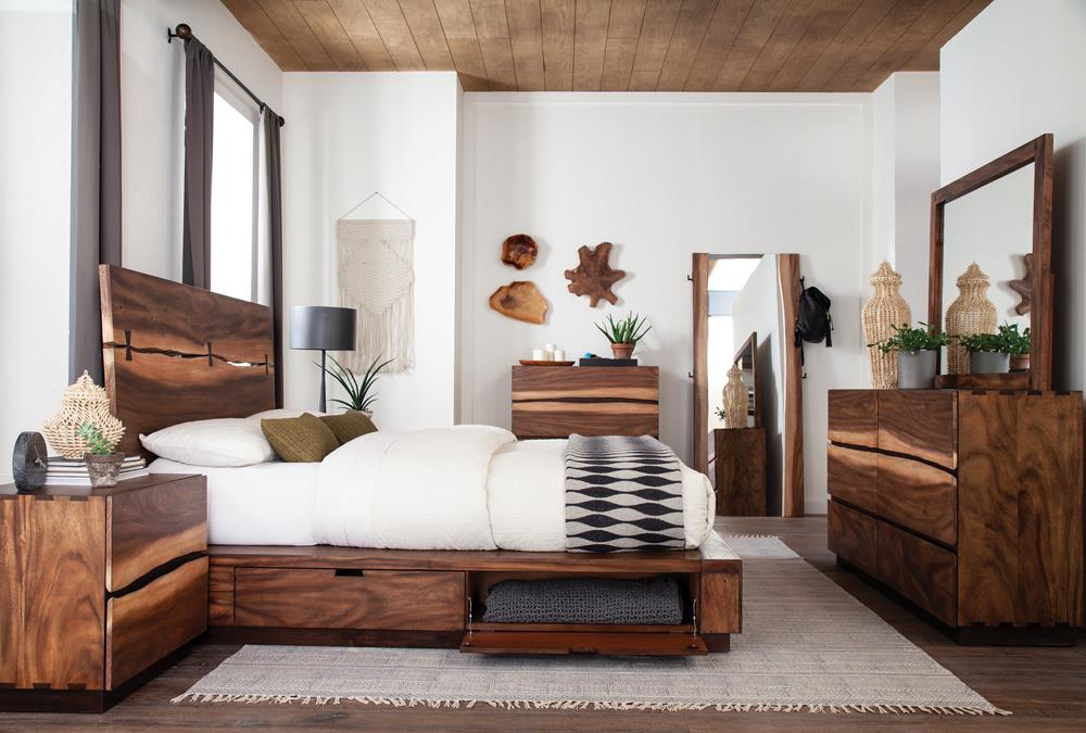 Winslow Smokey Walnut 5-Piece Eastern King Storage Bedroom Set by Coaster at Eve Furniture