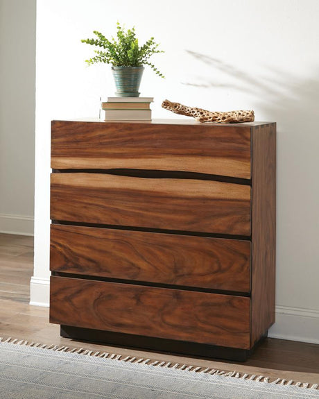 Winslow Smokey Walnut and Coffee Bean 4-Drawer Chest by Coaster at Eve Furniture