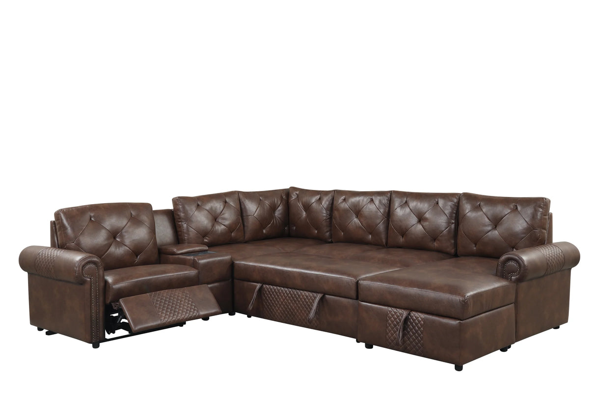 Winston Brown RAF Power Reclining Sectional (w/ Pull-Out Bed) by Happy Homes at Eve Furniture
