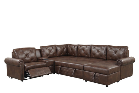 Winston Brown RAF Power Reclining Sectional (w/ Pull-Out Bed) by Happy Homes at Eve Furniture