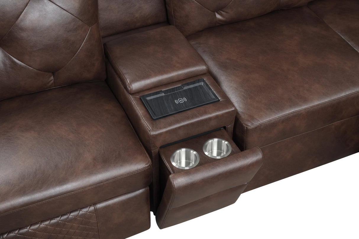 Winston Brown RAF Power Reclining Sectional (w/ Pull-Out Bed) by Happy Homes at Eve Furniture