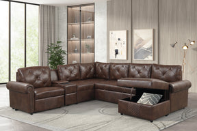 Winston Brown RAF Power Reclining Sectional (w/ Pull-Out Bed) by Happy Homes at Eve Furniture