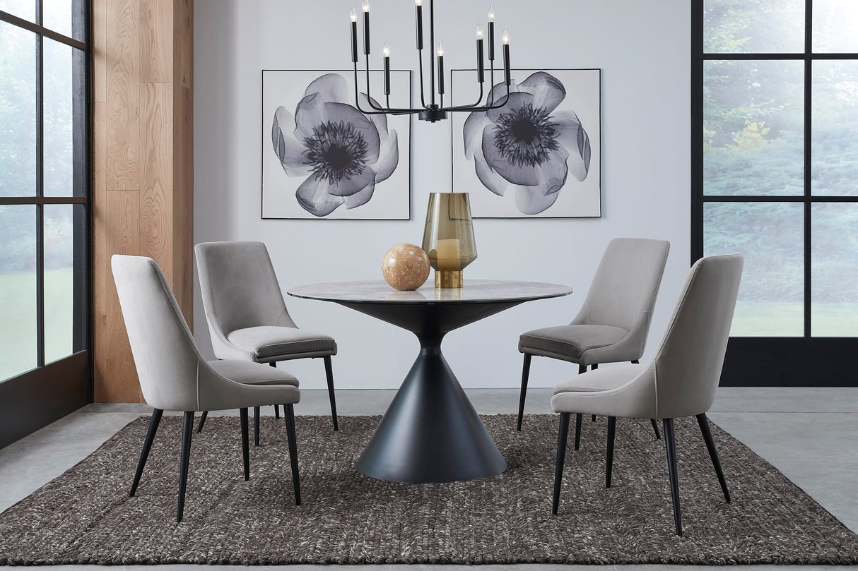 Winston Grigio Stone Top Metal Base Round Dining Table by Modus Furniture at Eve Furniture