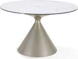 Winston Oat Milk/Champagne Stone Top Metal Base Round Dining Table by Modus Furniture at Eve Furniture