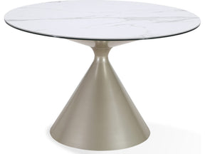 Winston Oat Milk/Champagne Stone Top Metal Base Round Dining Table by Modus Furniture at Eve Furniture