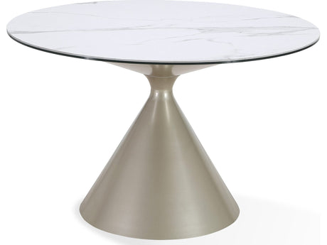 Winston Oat Milk/Champagne Stone Top Metal Base Round Dining Table by Modus Furniture at Eve Furniture