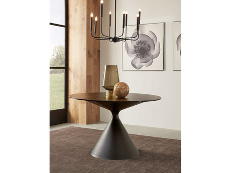 Winston Stone Top Metal Base Round Dining Table in Black by Modus Furniture at Eve Furniture