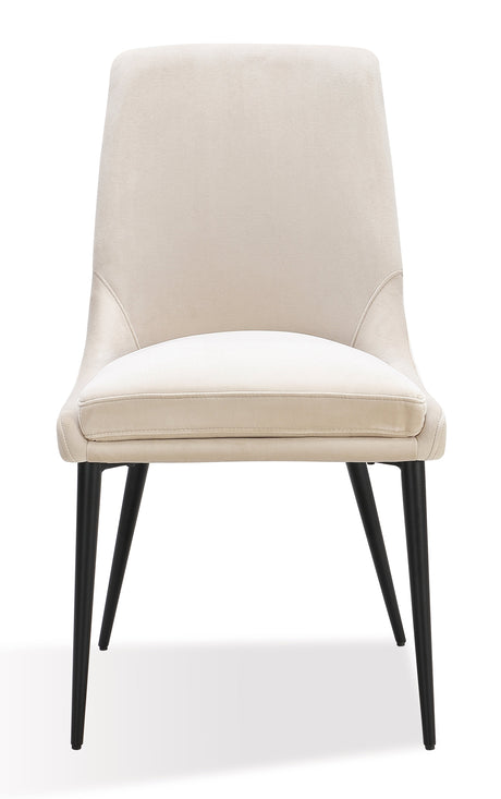 Winston Upholstered Metal Leg Dining Chair in Cream and Black (Set of 2) by Modus Furniture at Eve Furniture