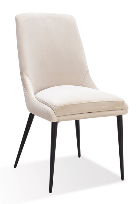 Winston Upholstered Metal Leg Dining Chair in Cream and Black (Set of 2) by Modus Furniture at Eve Furniture