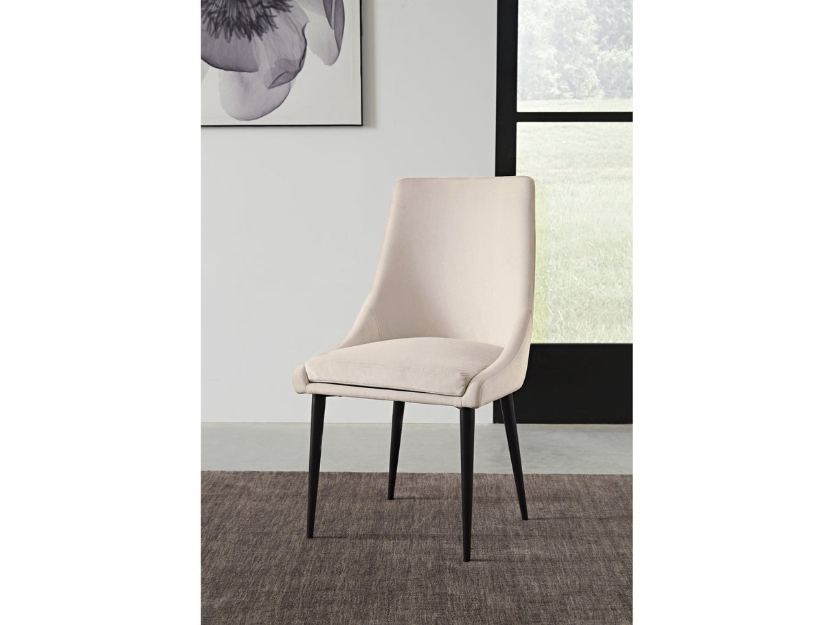Winston Upholstered Metal Leg Dining Chair in Cream and Black (Set of 2) by Modus Furniture at Eve Furniture