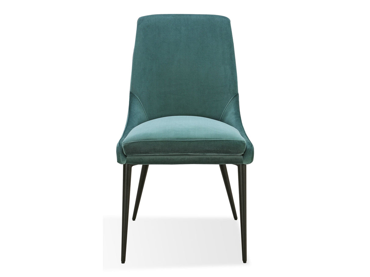 Winston Upholstered Metal Leg Dining Chair in Smoked Green and Black (Set of 2) by Modus Furniture at Eve Furniture