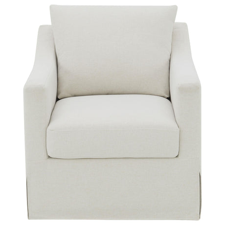 Winter Beige Upholstered Sloped Arm Accent Swivel Chair by Coaster at Eve Furniture