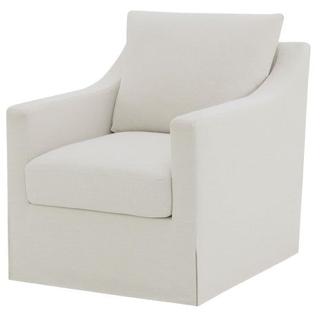 Winter Beige Upholstered Sloped Arm Accent Swivel Chair by Coaster at Eve Furniture