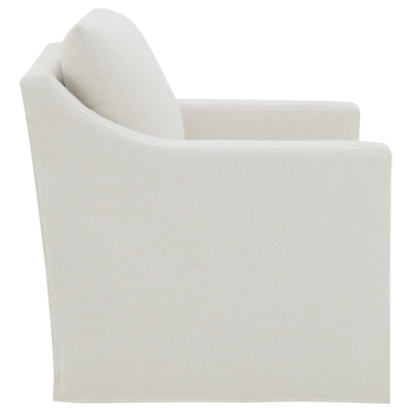 Winter Beige Upholstered Sloped Arm Accent Swivel Chair by Coaster at Eve Furniture