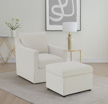 Winter Beige Upholstered Sloped Arm Accent Swivel Chair by Coaster at Eve Furniture