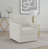 Winter Beige Upholstered Sloped Arm Accent Swivel Chair by Coaster at Eve Furniture