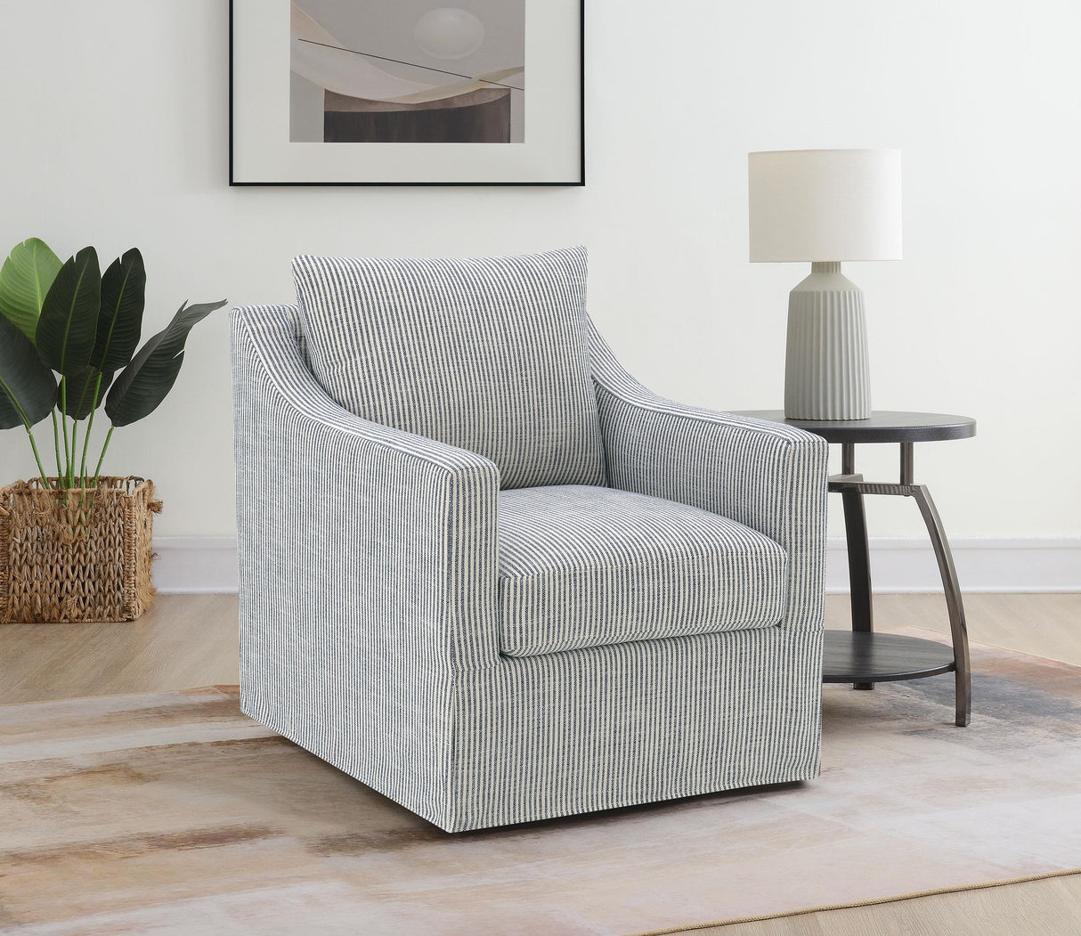 Winter Gray Upholstered Sloped Arm Accent Swivel Chair by Coaster at Eve Furniture