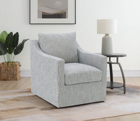 Winter Gray Upholstered Sloped Arm Accent Swivel Chair by Coaster at Eve Furniture