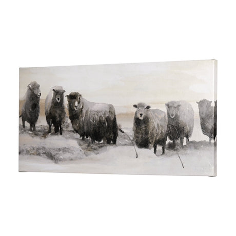 Winter Sheeps I by Stellar Design Studio a Hand Embellished Textured Canvas by Mercana at Eve Furniture