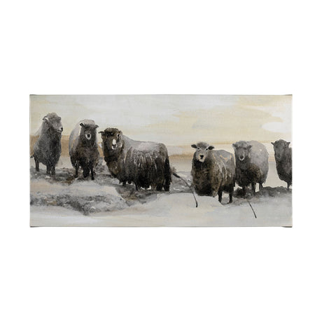 Winter Sheeps I by Stellar Design Studio a Hand Embellished Textured Canvas by Mercana at Eve Furniture