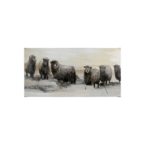 Winter Sheeps I by Stellar Design Studio a Hand Embellished Textured Canvas by Mercana at Eve Furniture