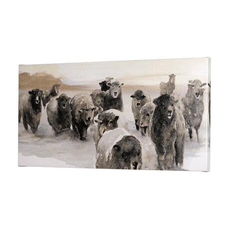 Winter Sheeps II by Stellar Design Studio a Hand Embellished Textured Canvas by Mercana at Eve Furniture