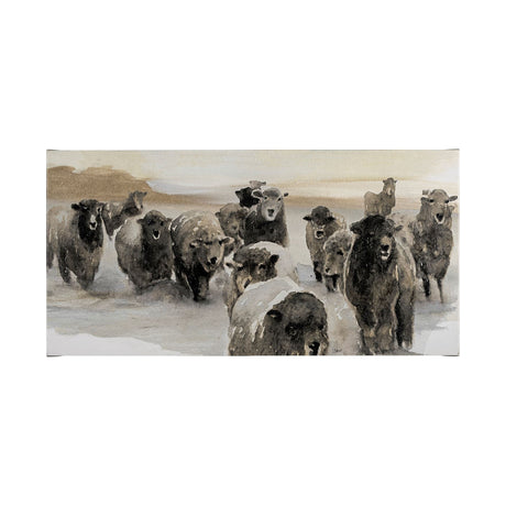 Winter Sheeps II by Stellar Design Studio a Hand Embellished Textured Canvas by Mercana at Eve Furniture