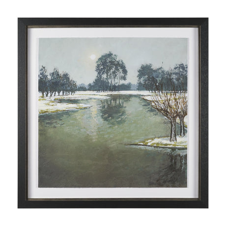Winter Sky by Mercana Studio Hand Embelished Framed Artwork Matted under Glass by Mercana at Eve Furniture