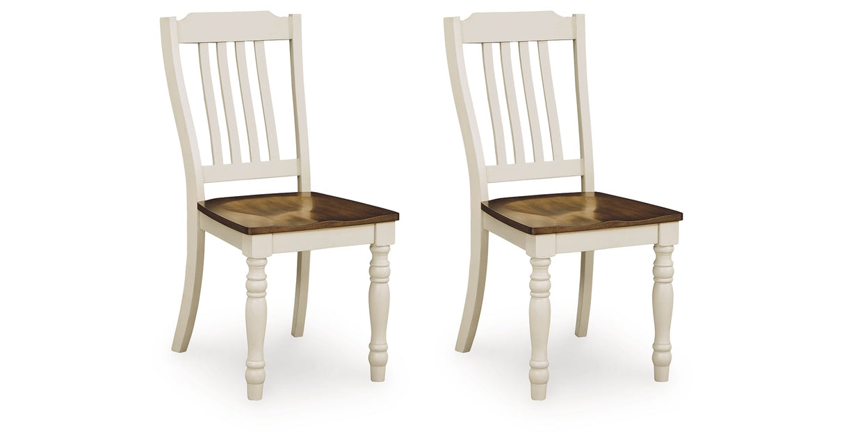 Wirloni Antique White/Brown Dining Chair, Set of 2 by Ashley at Eve Furniture