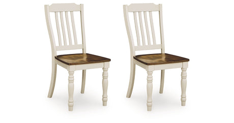 Wirloni Antique White/Brown Dining Chair, Set of 2 by Ashley at Eve Furniture