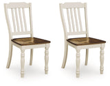 Wirloni Antique White/Brown Dining Chair, Set of 2 by ASHLEY FURNITURE at Eve Furniture