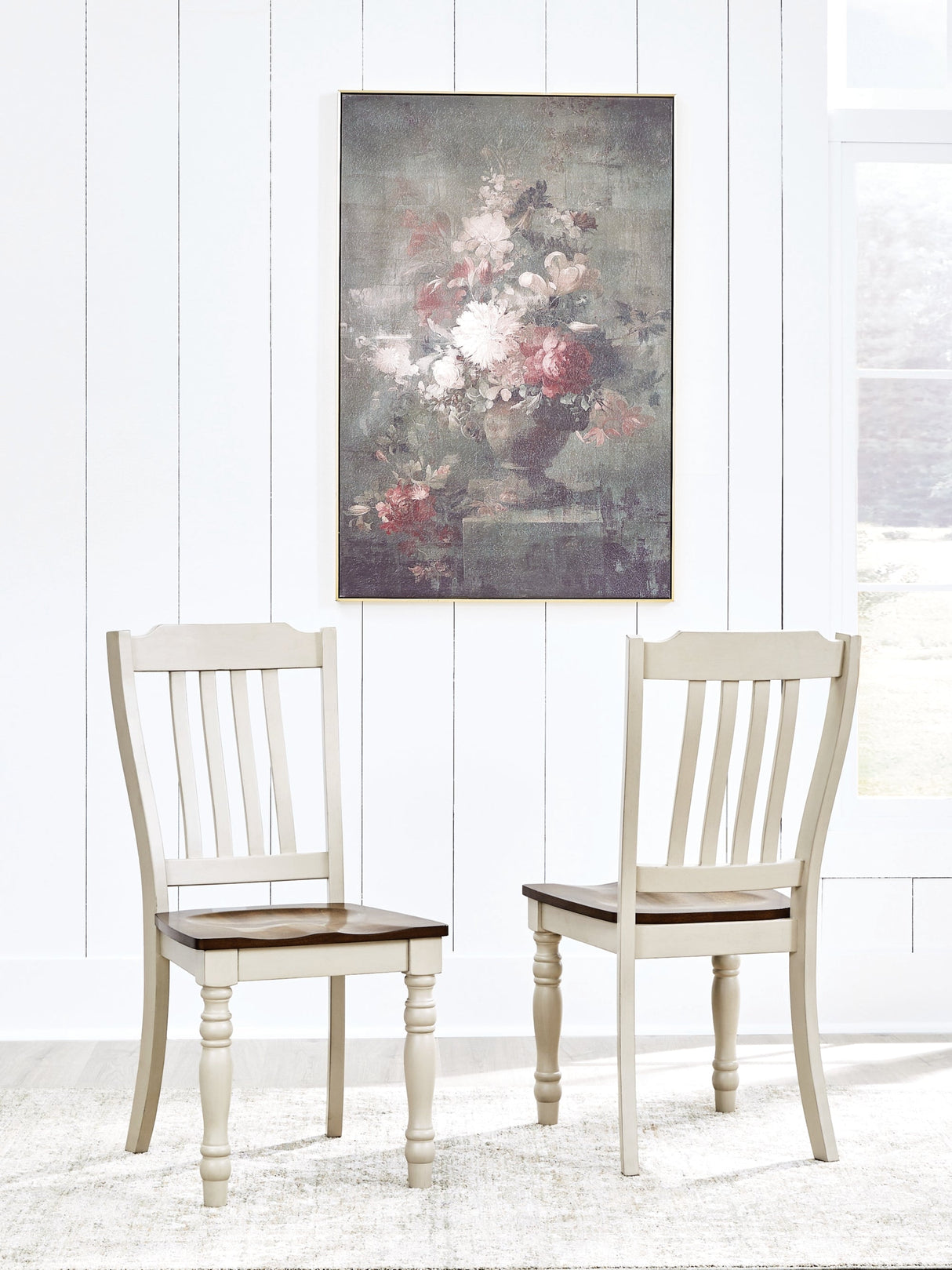 Wirloni Antique White/Brown Dining Chair, Set of 2 by ASHLEY FURNITURE at Eve Furniture