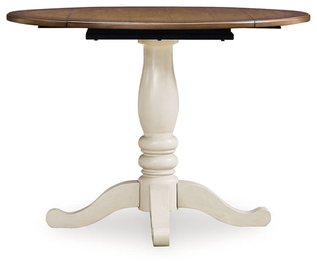 Wirloni Antique White/Brown Dining Drop Leaf Table by Ashley at Eve Furniture