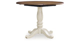 Wirloni Antique White/Brown Dining Drop Leaf Table by Ashley at Eve Furniture