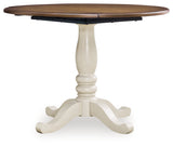 Wirloni Antique White/Brown Dining Drop Leaf Table by ASHLEY FURNITURE at Eve Furniture