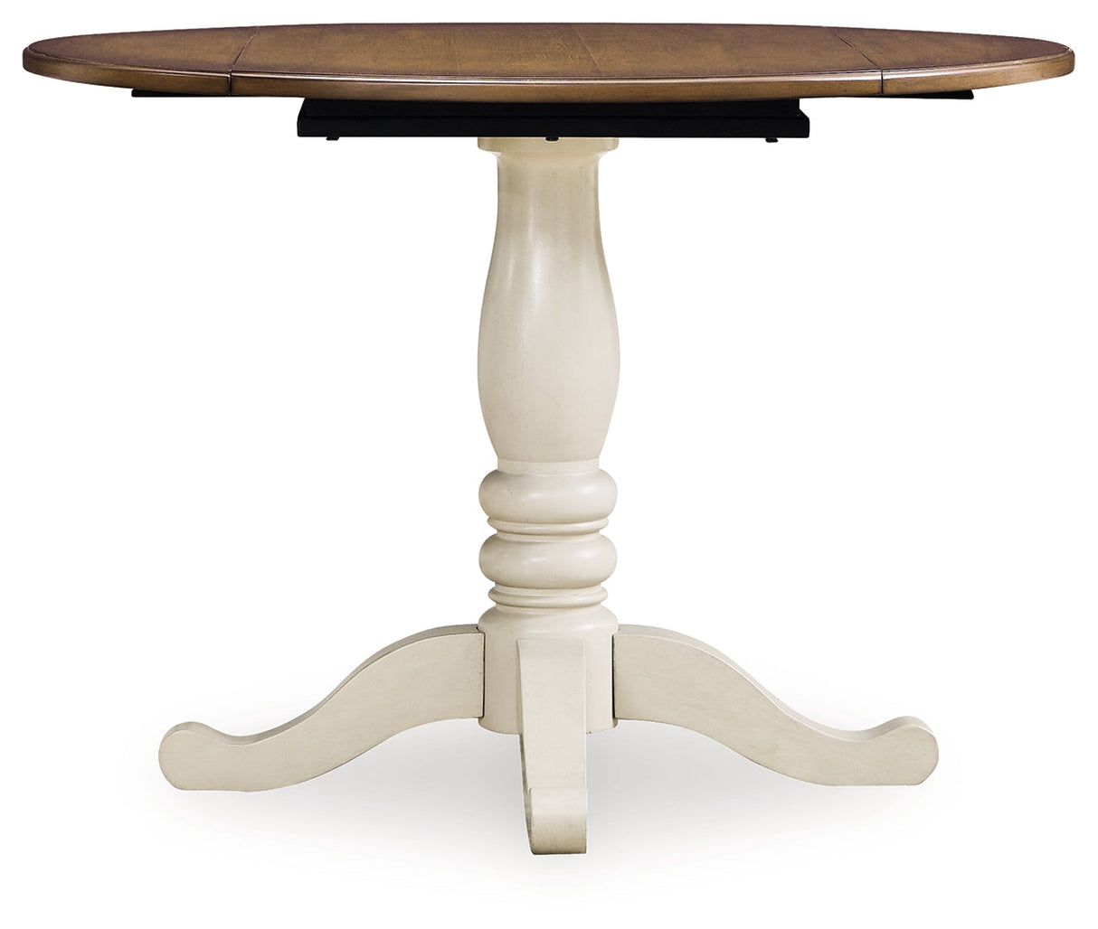 Wirloni Antique White/Brown Dining Drop Leaf Table by ASHLEY FURNITURE at Eve Furniture