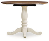 Wirloni Antique White/Brown Dining Drop Leaf Table by ASHLEY FURNITURE at Eve Furniture