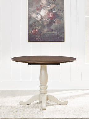 Wirloni Antique White/Brown Dining Drop Leaf Table by ASHLEY FURNITURE at Eve Furniture