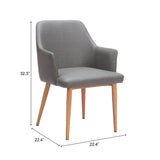 Wisom Gray Dining Chair (Set of 2) by Zuomod at Eve Furniture