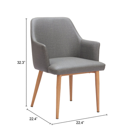 Wisom Gray Dining Chair (Set of 2) by Zuomod at Eve Furniture