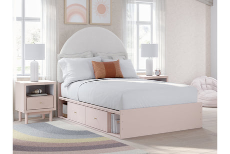 Wistenpine Blush Full Upholstered Storage Platform Bed with 2 Drawers by Ashley at Eve Furniture