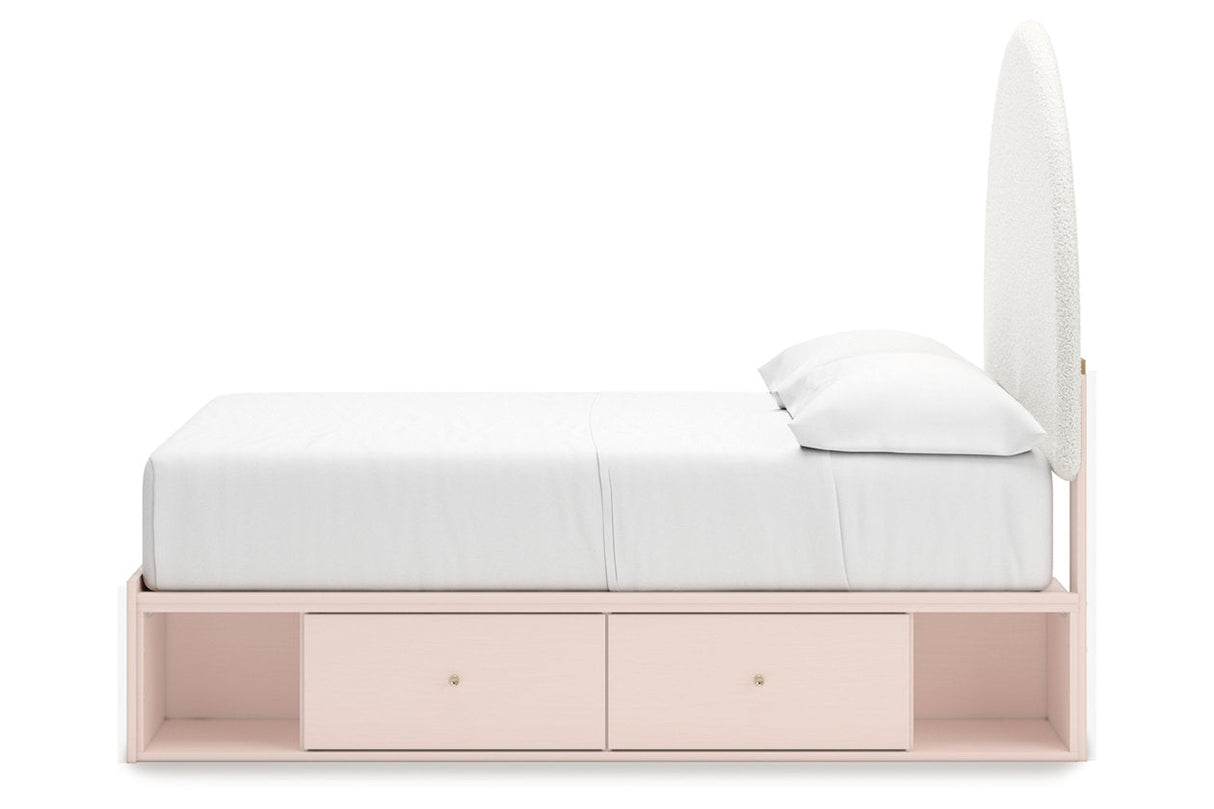 Wistenpine Blush Full Upholstered Storage Platform Bed with 4 Drawers by Ashley at Eve Furniture