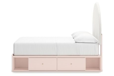 Wistenpine Blush Full Upholstered Storage Platform Bed with 4 Drawers by Ashley at Eve Furniture