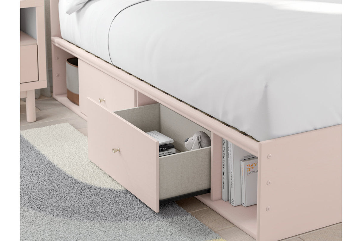 Wistenpine Blush Full Upholstered Storage Platform Bed with 4 Drawers by Ashley at Eve Furniture
